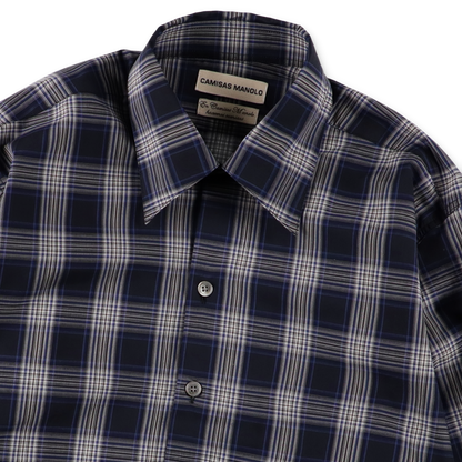 CAMISAS MANOLO NAVY BLUE/WHITE CHECKS NORMAL SHIRT【26010608】(N)