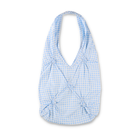 SUKU HOME PINCH SHIRRED BAG BLUE CHECK (N)