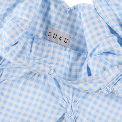 SUKU HOME PINCH SHIRRED BAG BLUE CHECK (N)