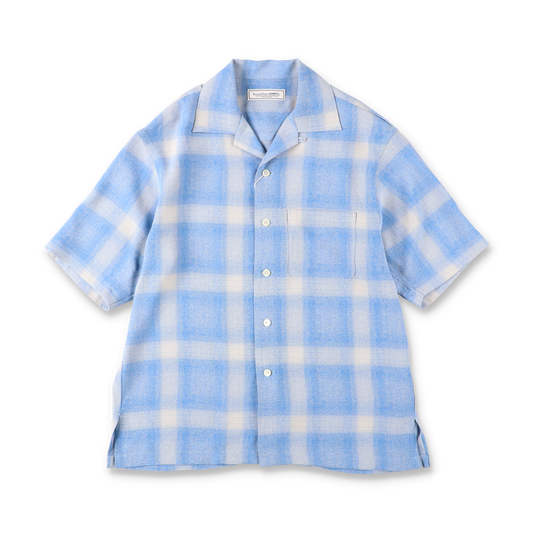 UNIVERSAL PRODUCTS. OPEN COLLOR S/S SHIRTS BLUE【261-60302】(N)