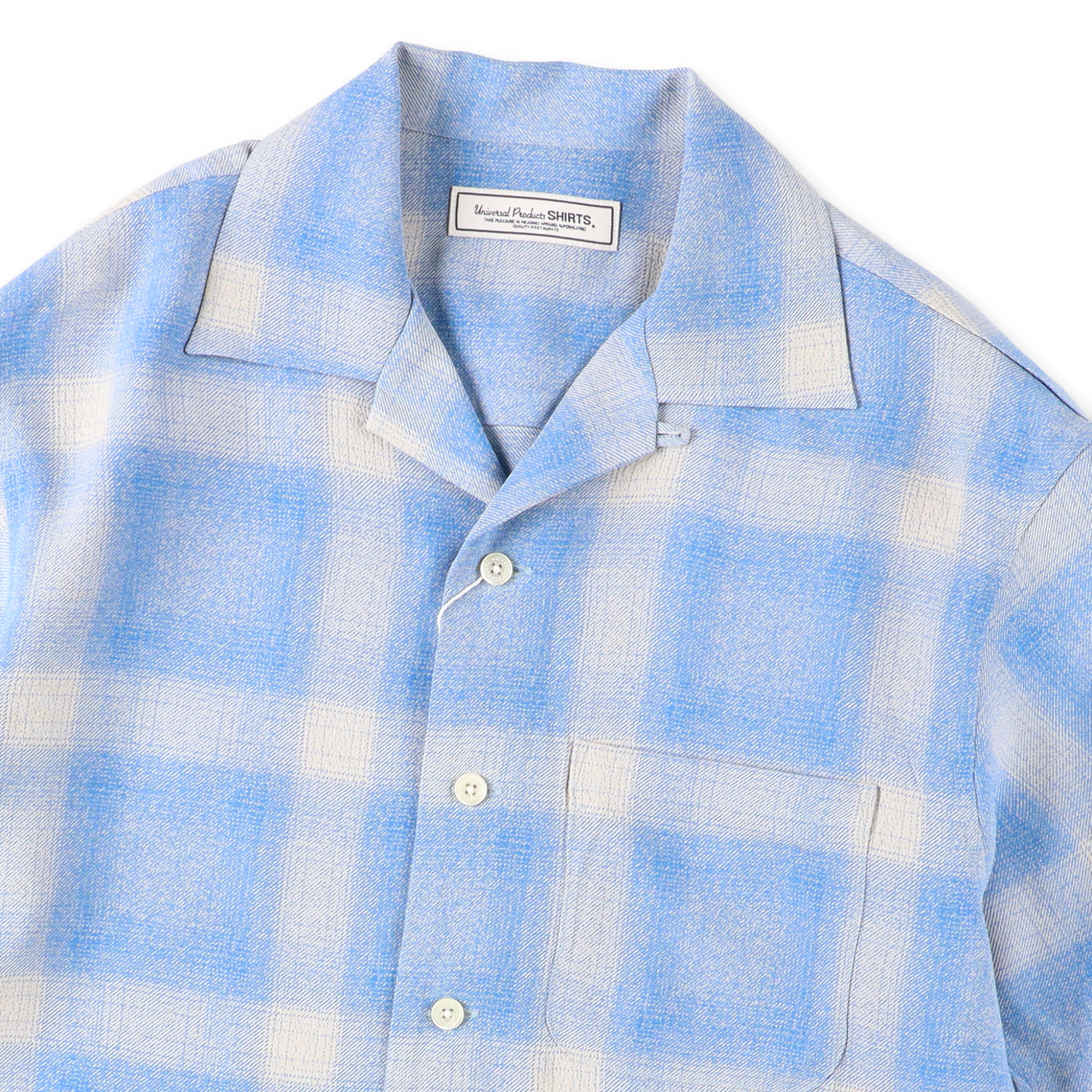UNIVERSAL PRODUCTS. OPEN COLLOR S/S SHIRTS BLUE【261-60302】(N)