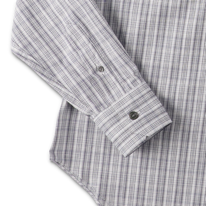BLUE/WHITE MULTI CHECK NORMAL SHIRT - CAMISAS MANOLO 袖のディテール