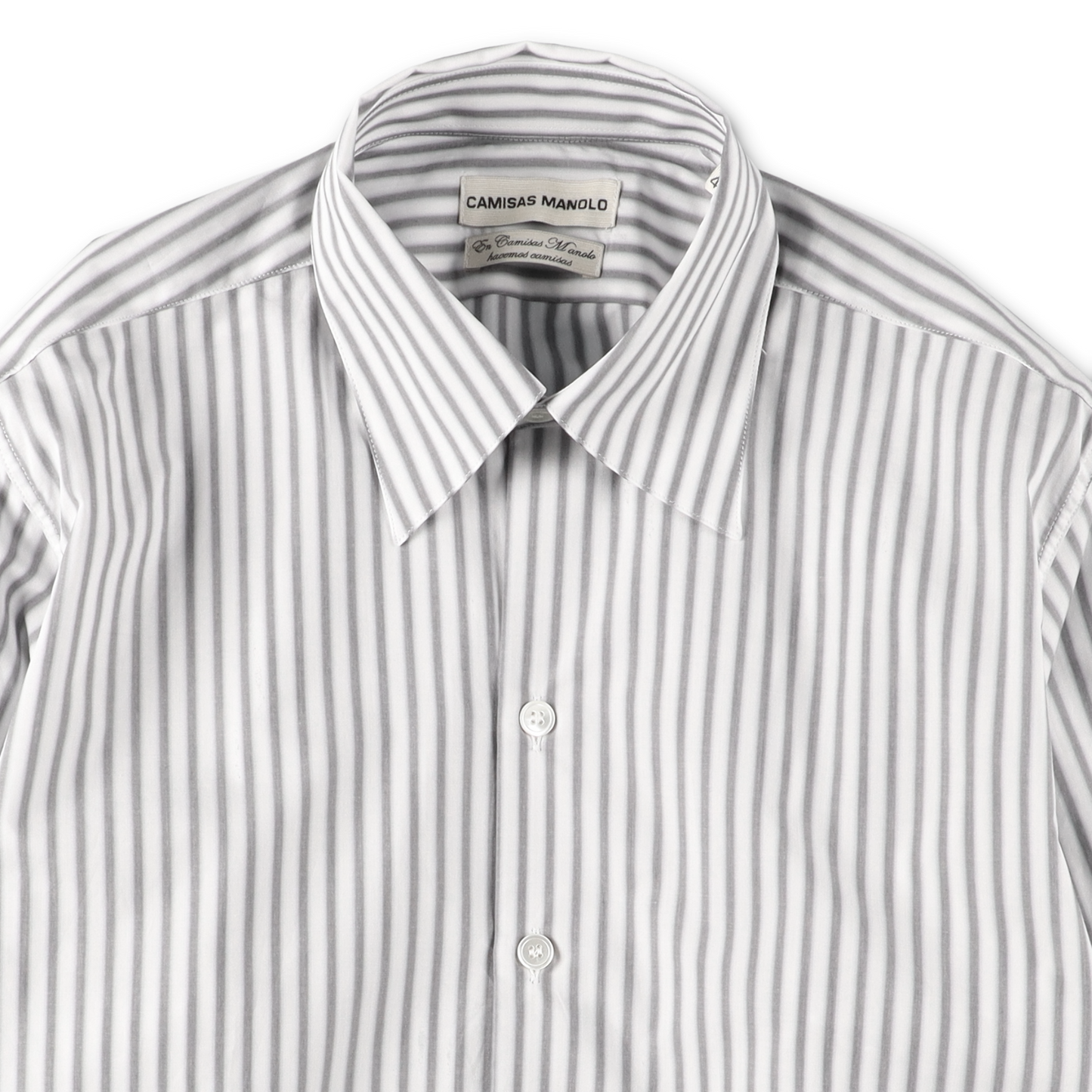 WHITE/BLACK STRIPES NORMAL SHIRT - CAMISAS MANOLO 襟のディテール