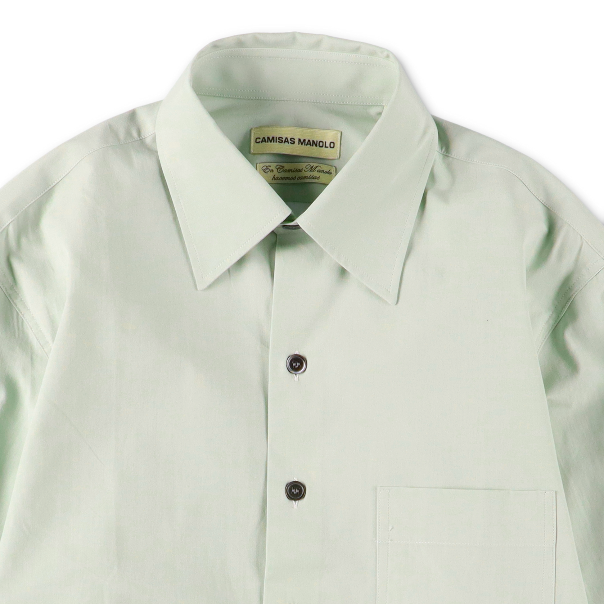 SOFT GREEN CAMISA SHIRT - CAMISAS MANOLO 襟のディテール