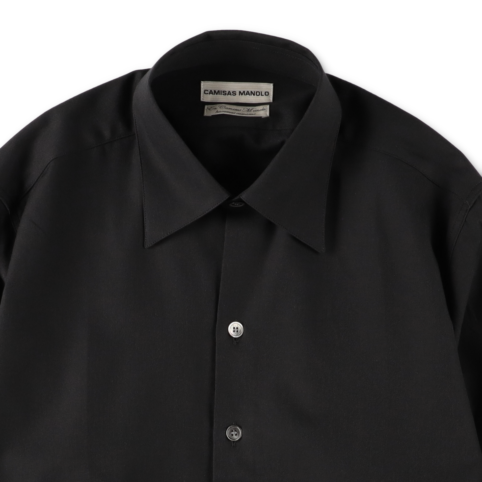 BLACK NORMAL SHIRT - CAMISAS MANOLO 襟のディテール