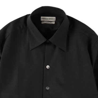 BLACK NORMAL SHIRT - CAMISAS MANOLO 襟のディテール