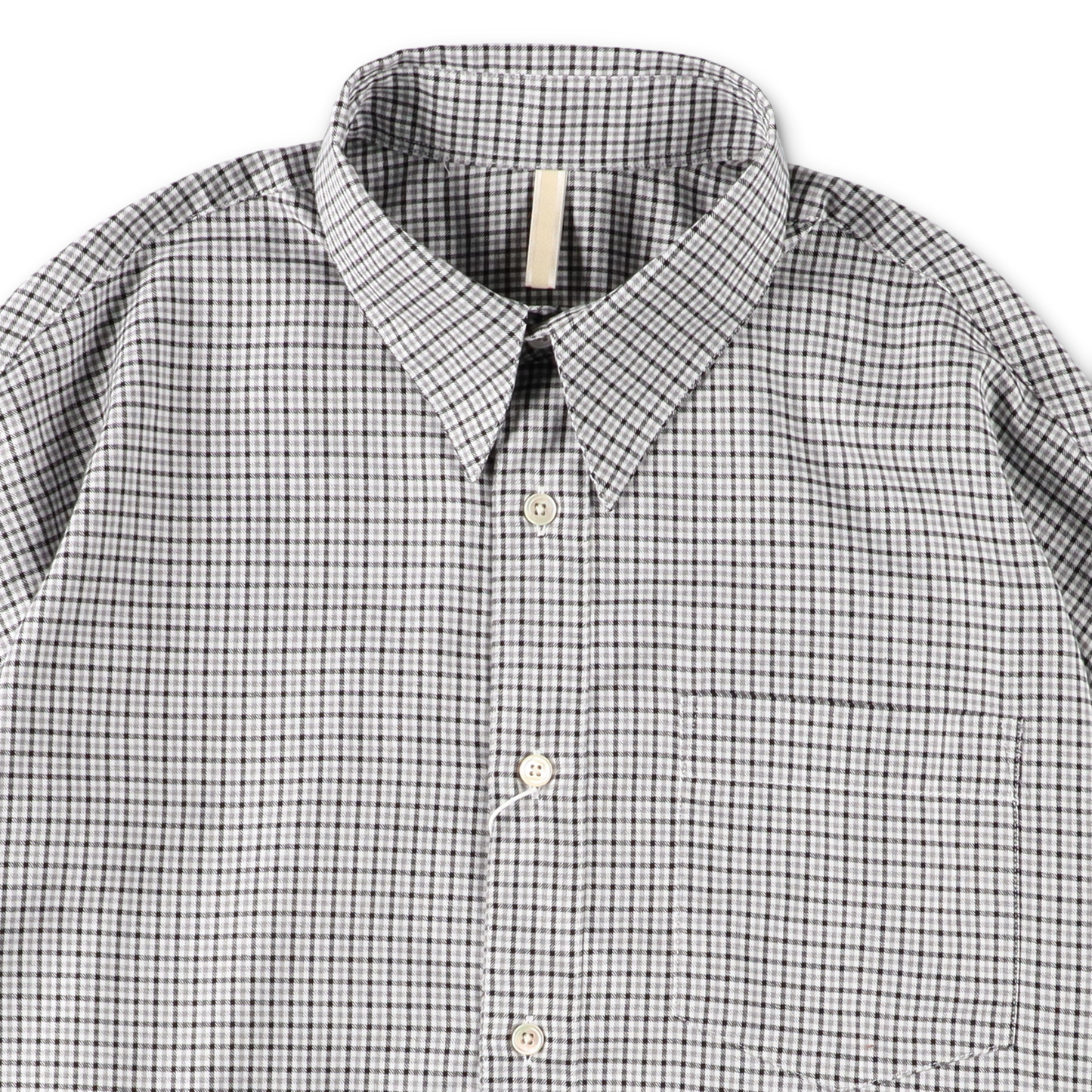 STABLE SHIRT GREY CHECK - SUNFLOWER 襟のディテール