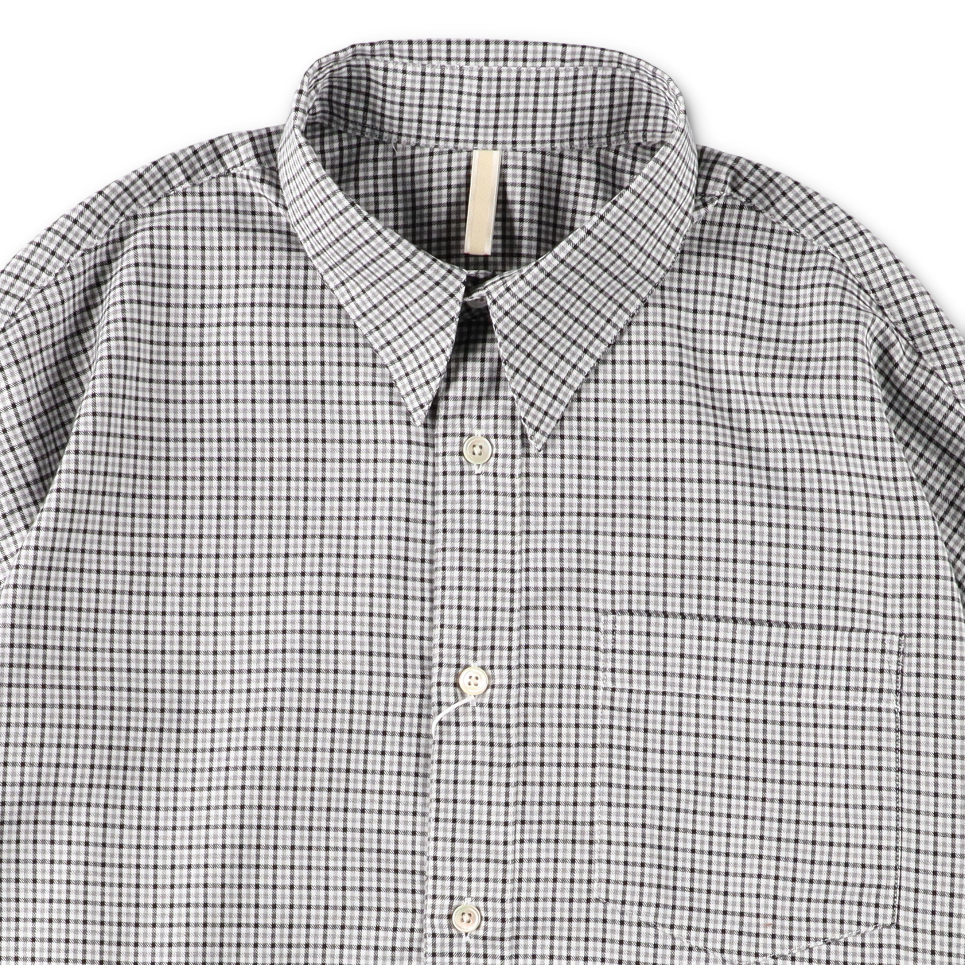 STABLE SHIRT GREY CHECK - SUNFLOWER 襟のディテール