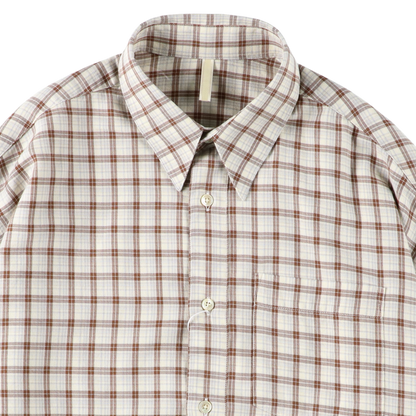 STABLE SHIRT BROWN CHECK - SUNFLOWER 襟のディテール