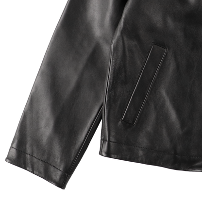 SHORT LEATHER JAKET BLACK - SUNFLOWER 袖のディテール