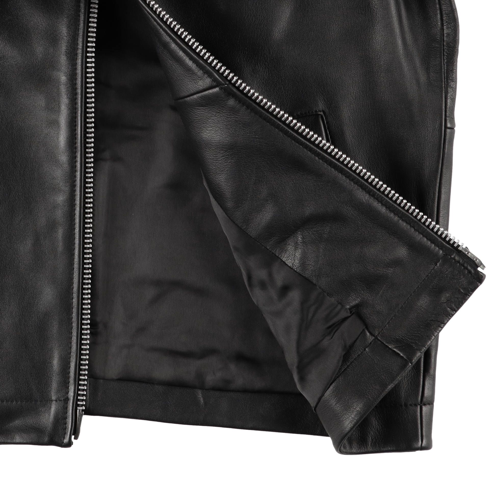 SHORT LEATHER JAKET BLACK - SUNFLOWER 裏地