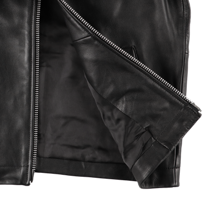 SHORT LEATHER JAKET BLACK - SUNFLOWER 裏地