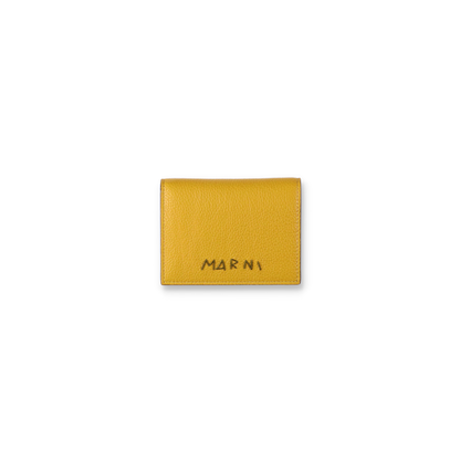 MARNI Leather bifold wallet with Marni Mending embroidery Light Curry【PFMI0098U0】(N)