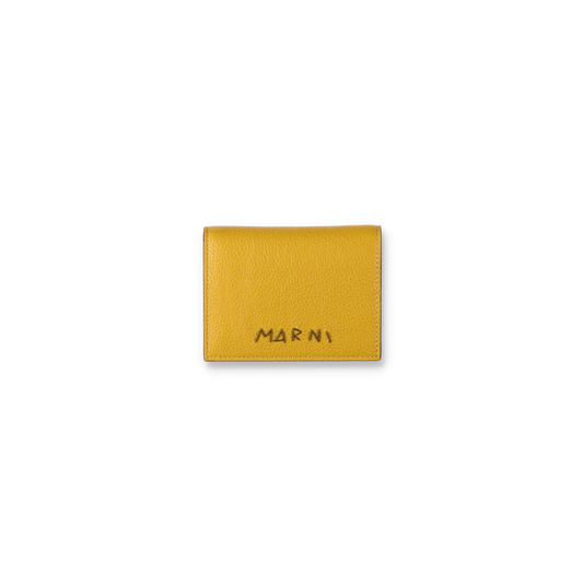 MARNI Leather bifold wallet with Marni Mending embroidery Light Curry【PFMI0098U0】(N)