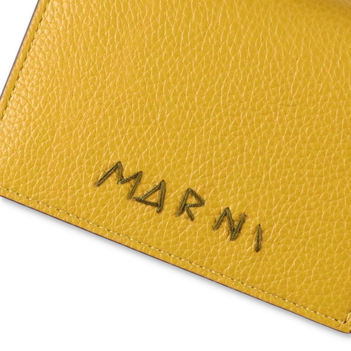 MARNI Leather bifold wallet with Marni Mending embroidery Light Curry【PFMI0098U0】(N)