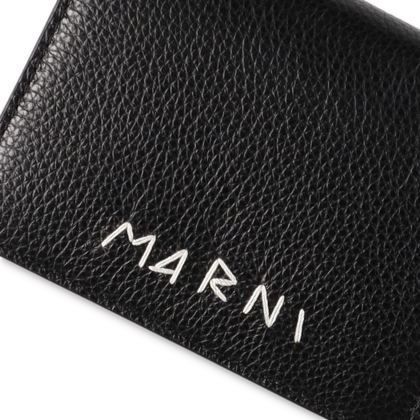MARNI Leather bifold wallet with Marni Mending embroidery Black【PFMI0098U0】(N)