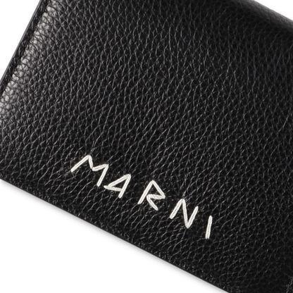 MARNI Leather bifold wallet with Marni Mending embroidery Black【PFMI0098U0】(N)