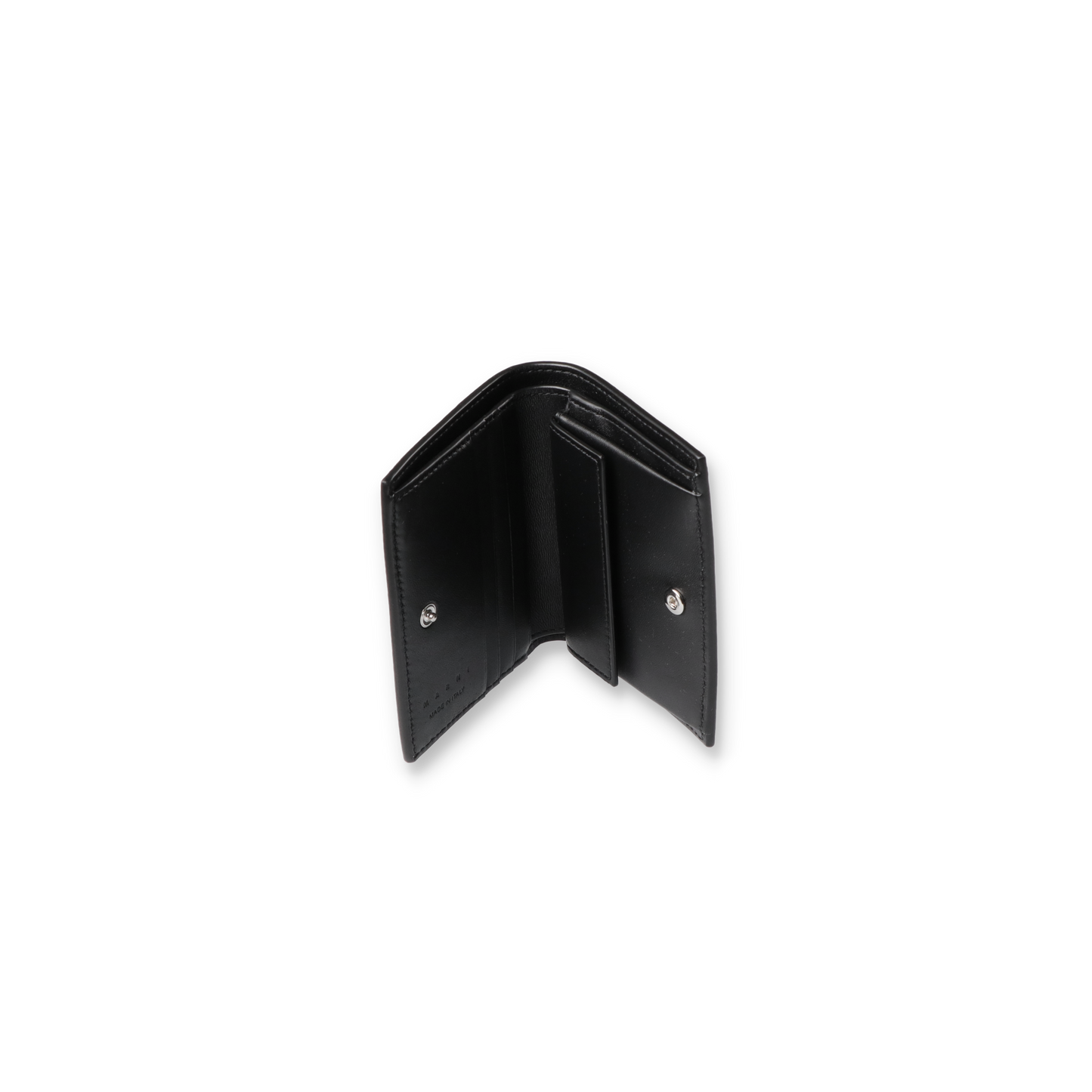 MARNI Leather bifold wallet with Marni Mending embroidery Black【PFMI0098U0】(N)