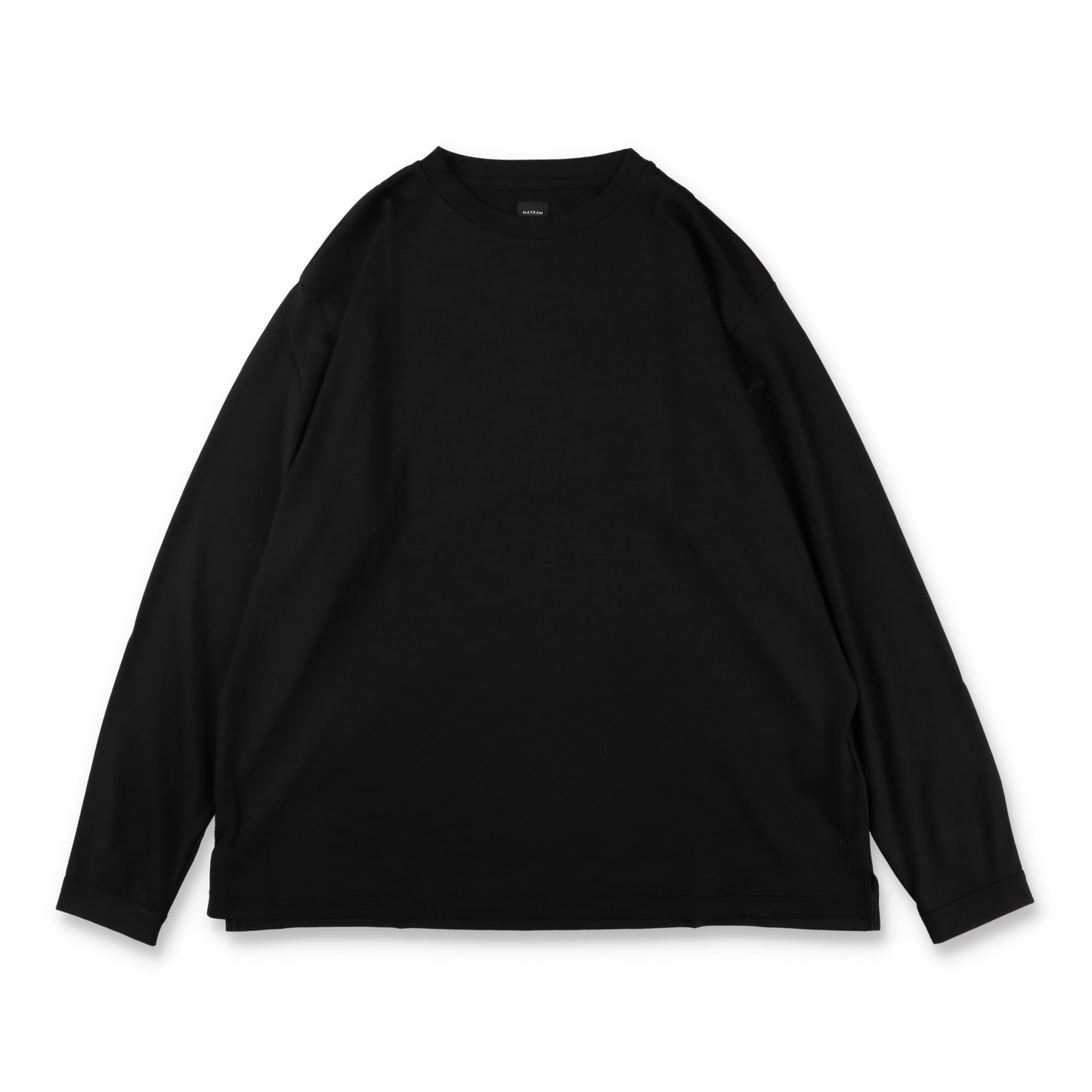 MAYKAM WOOL JERSEY L/S TEE BLACK - 正面