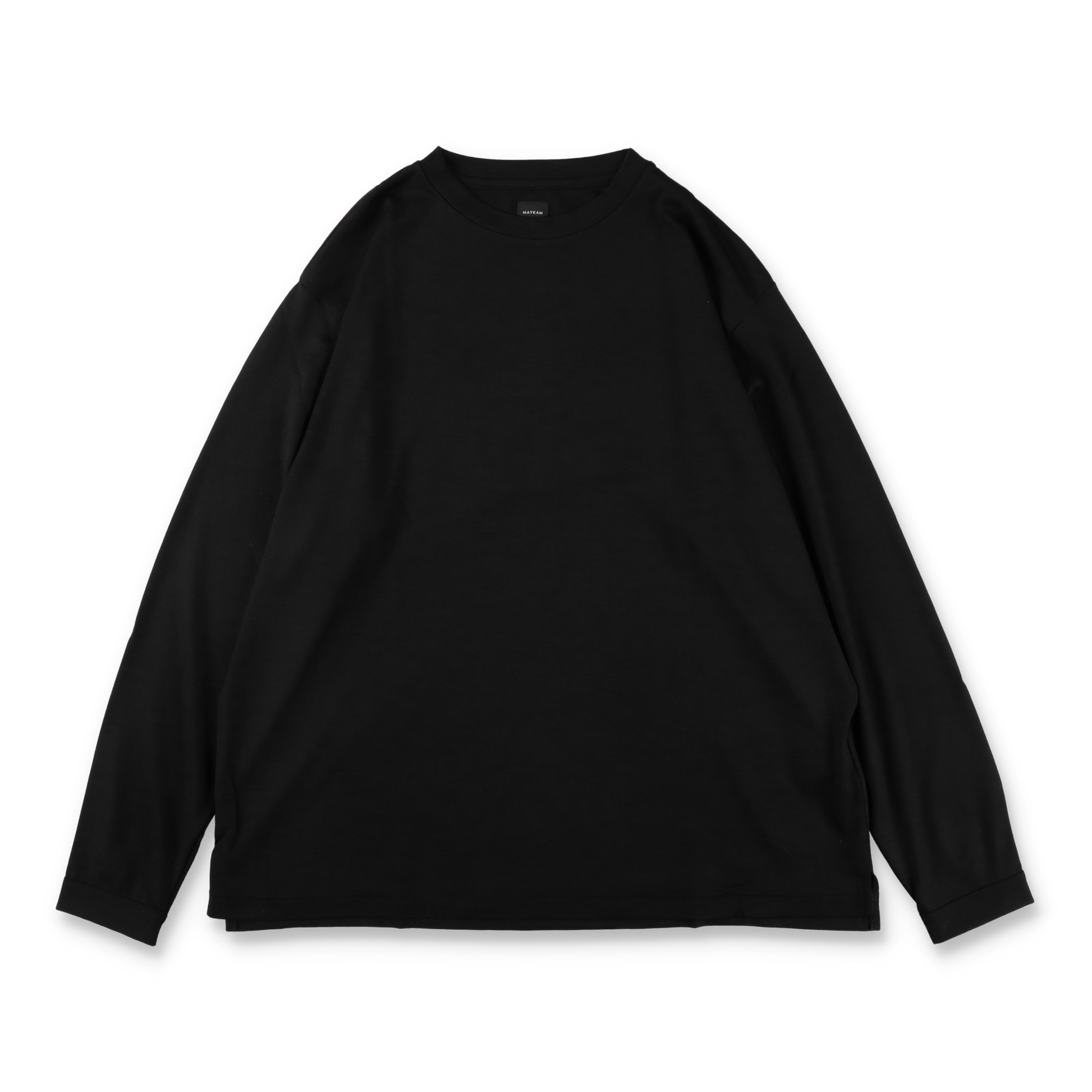 MAYKAM WOOL JERSEY L/S TEE BLACK - 正面