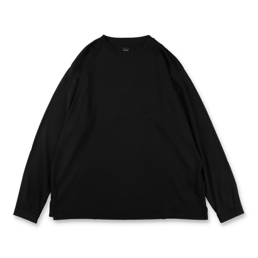 MAYKAM WOOL JERSEY L/S TEE BLACK - 正面