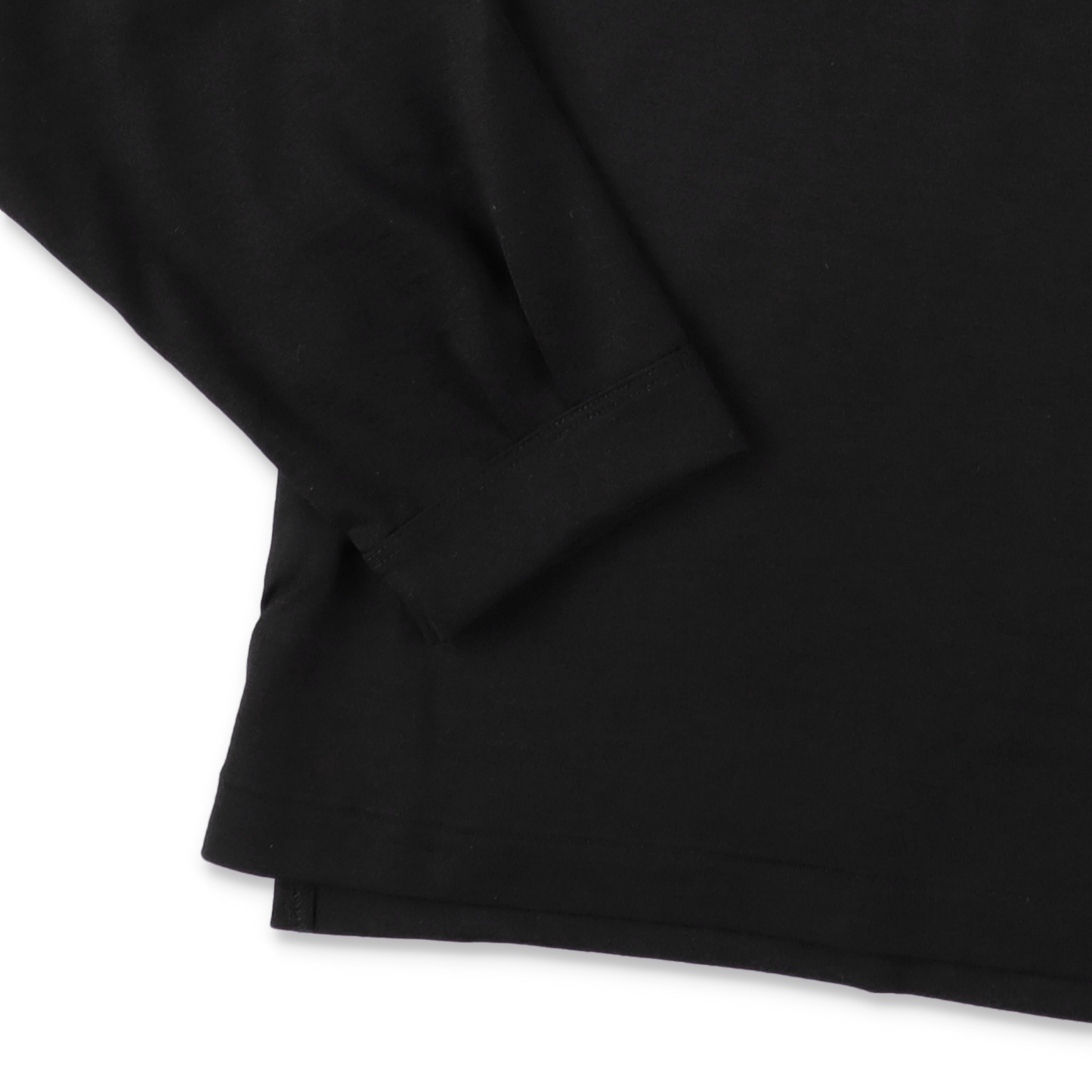 MAYKAM WOOL JERSEY L/S TEE BLACK - 袖口ディテール