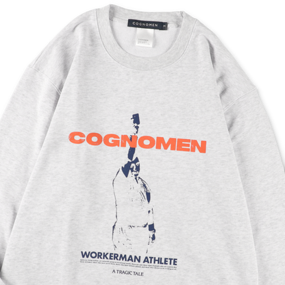 COGNOMEN WORKER-MAN ATHLETE SWEAT SHIRT Heather Grey - プリントディテール