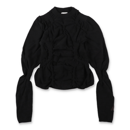 ROA PINCHED Wool Knit Top Black 正面 商品画像