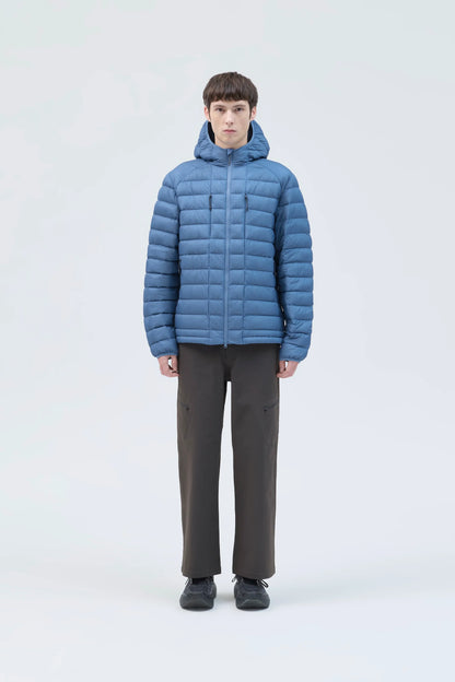 Hiking Patrol Horizon UL 800FP Hooded Down Jacket Slate Blue 着用イメージ 正面