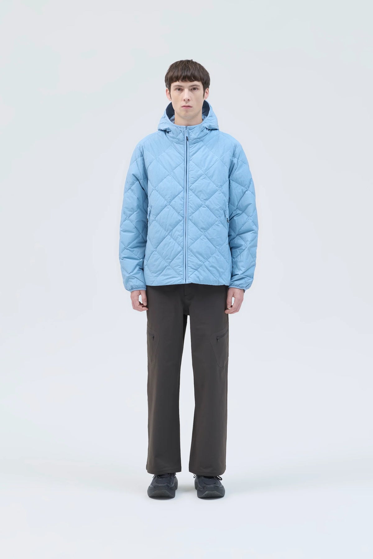 Hiking Patrol Base Grid LT Down Hooded Jacket Blue 着用イメージ 正面