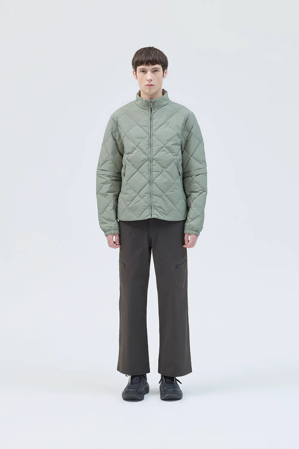 Hiking Patrol Path Inner Brushed Jacket Stone 着用イメージ 正面