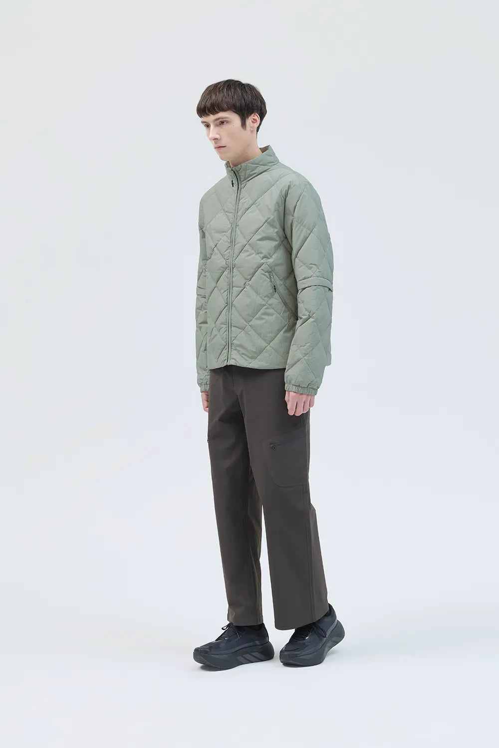 Hiking Patrol Path Inner Brushed Jacket Stone 着用イメージ 側面