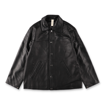 SUNFLOWER COACH LEATHER JACKET BLACK　正面