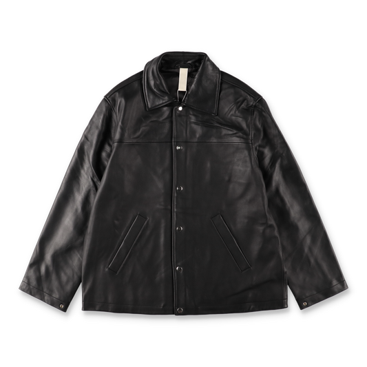 SUNFLOWER COACH LEATHER JACKET BLACK　正面