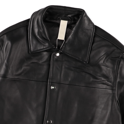 SUNFLOWER COACH LEATHER JACKET BLACK　首元