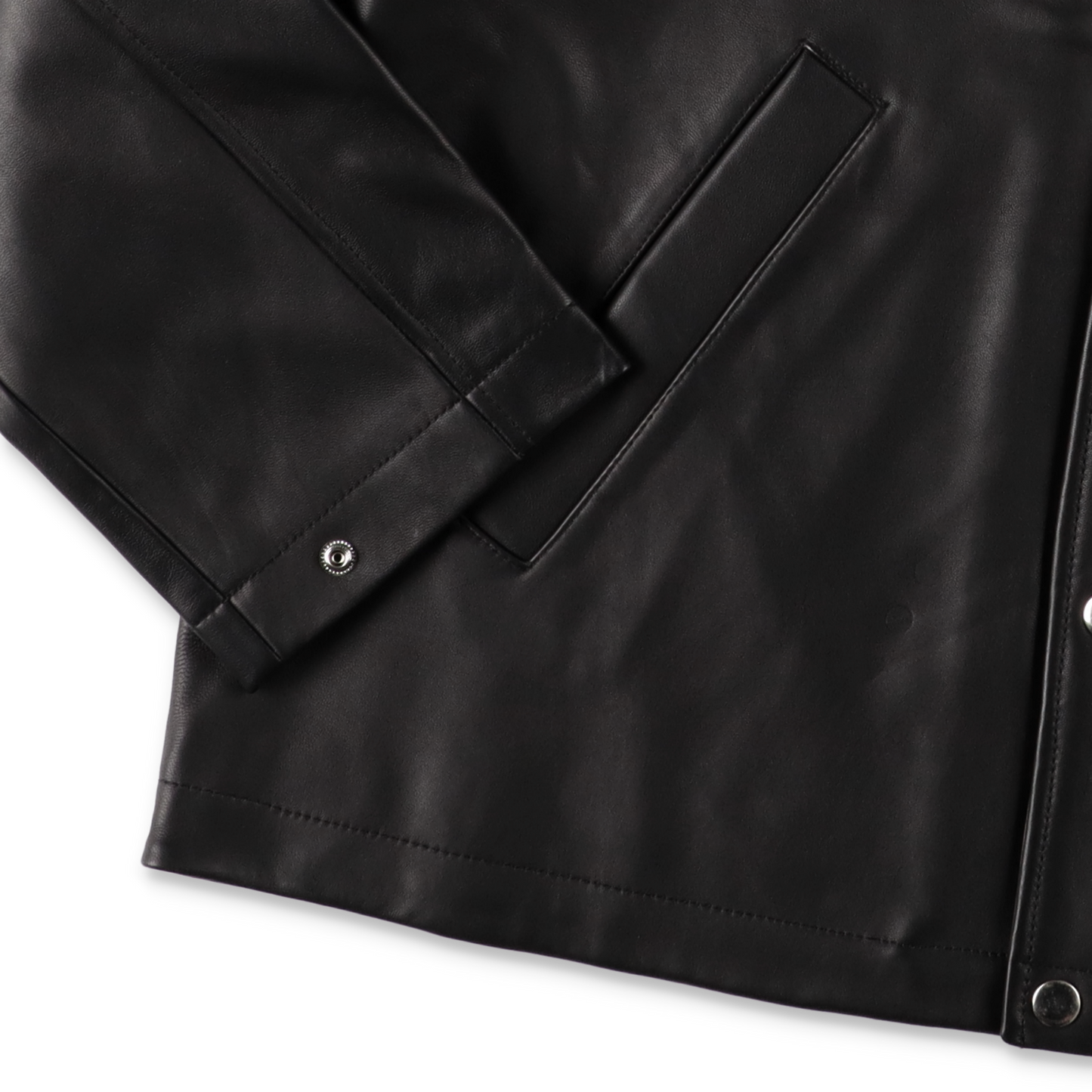 SUNFLOWER COACH LEATHER JACKET BLACK　袖口
