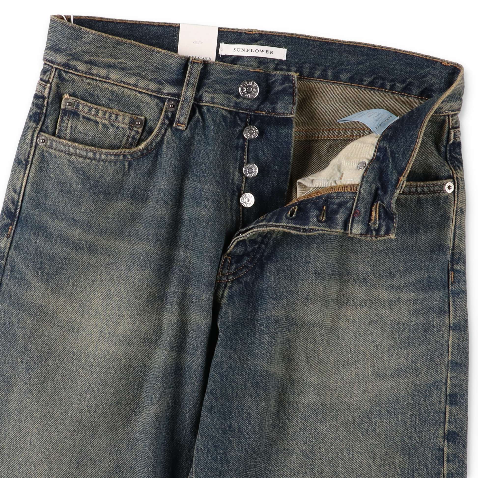 SUNFLOWER LOOSE DENIM DIRTY BLUE　ボタン部分