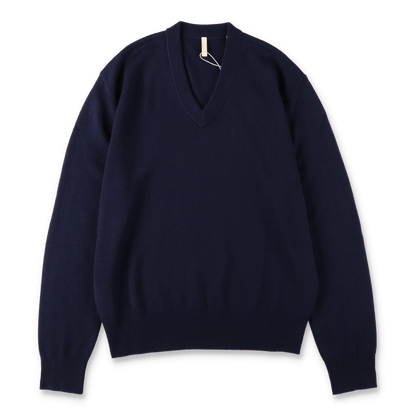 SUNFLOWER MOON MERINO V NECK NAVY　正面