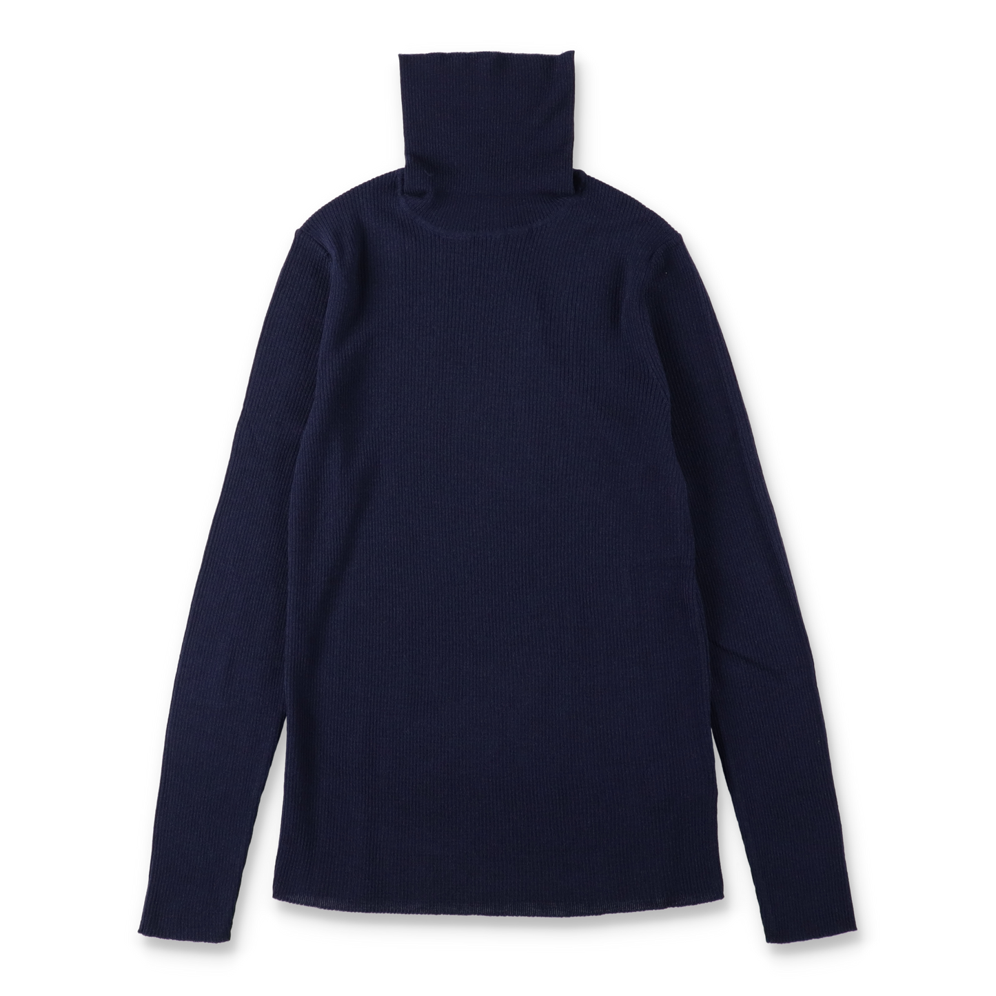SUNFLOWER MERINO RIB TURTLE NECK NAVY　正面