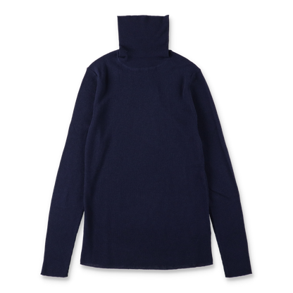 SUNFLOWER MERINO RIB TURTLE NECK NAVY　正面