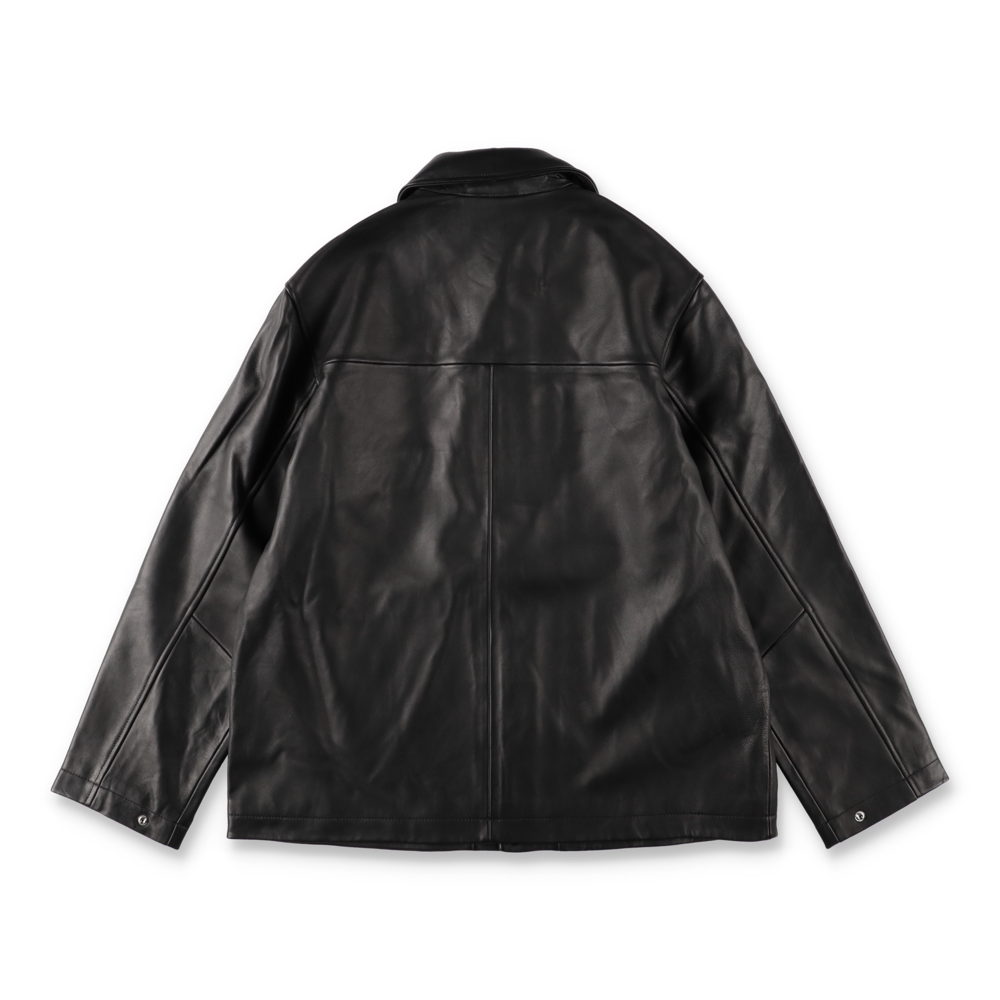 SUNFLOWER COACH LEATHER JACKET BLACK　背面