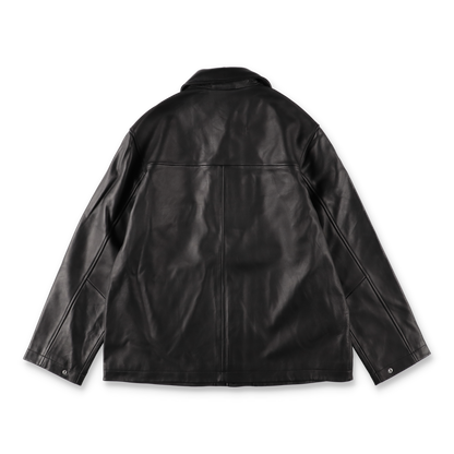 SUNFLOWER COACH LEATHER JACKET BLACK　背面