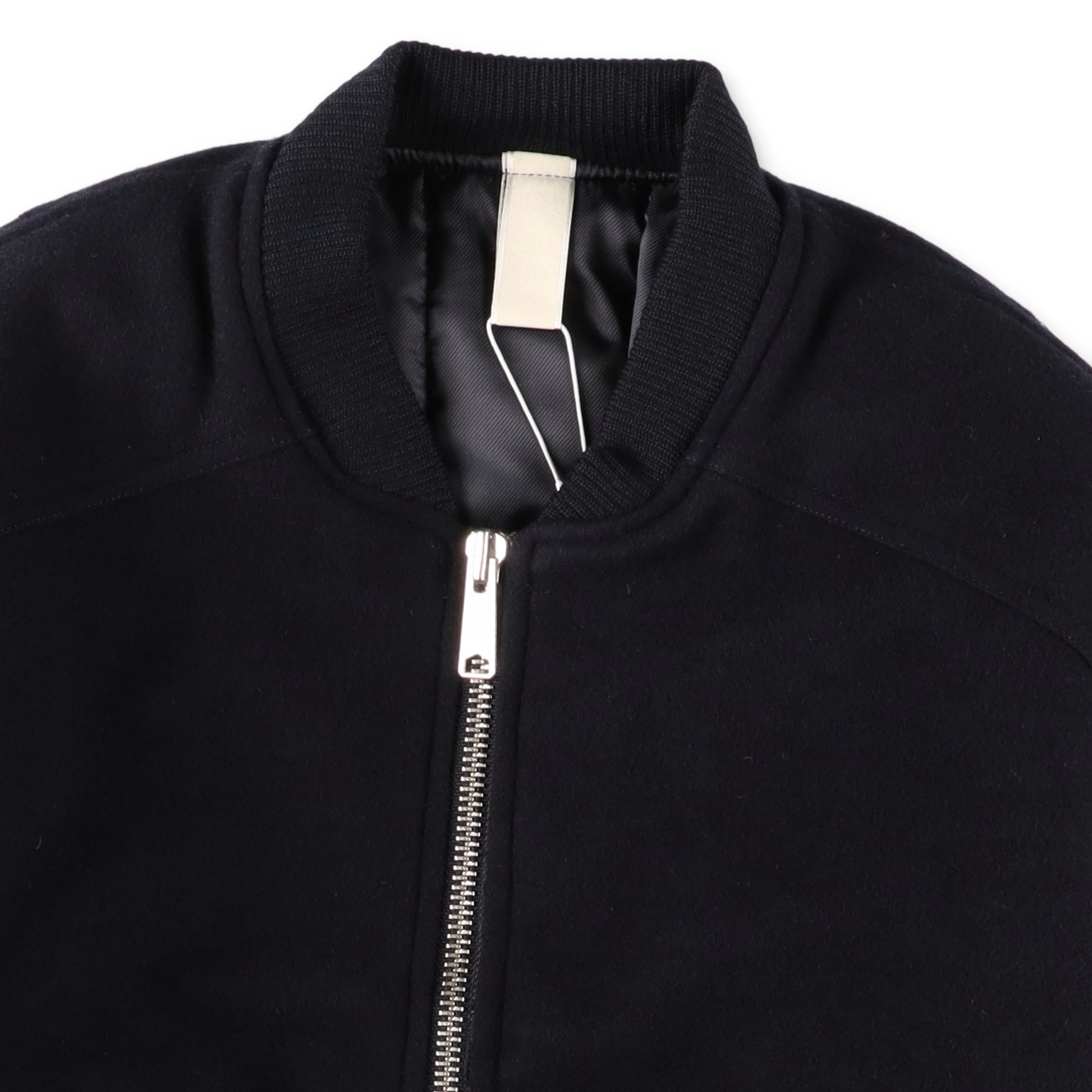 SUNFLOWER WOOL BOMBER NAVY　首元