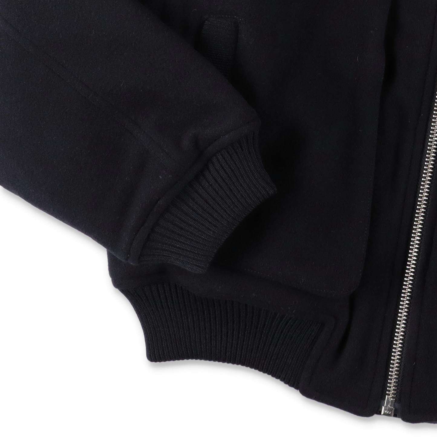 SUNFLOWER WOOL BOMBER NAVY　袖口