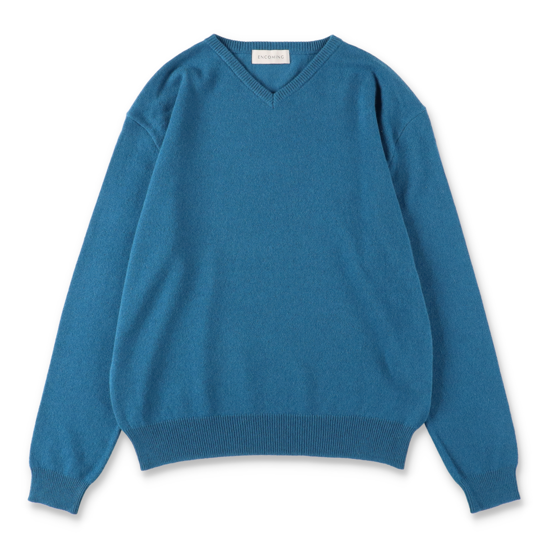 【ENCOMING】KNITTED V NECK JUMPER ENCOMING - KNITTED V NECK JUMPER Blue – STUDY SHOWROOM STORE