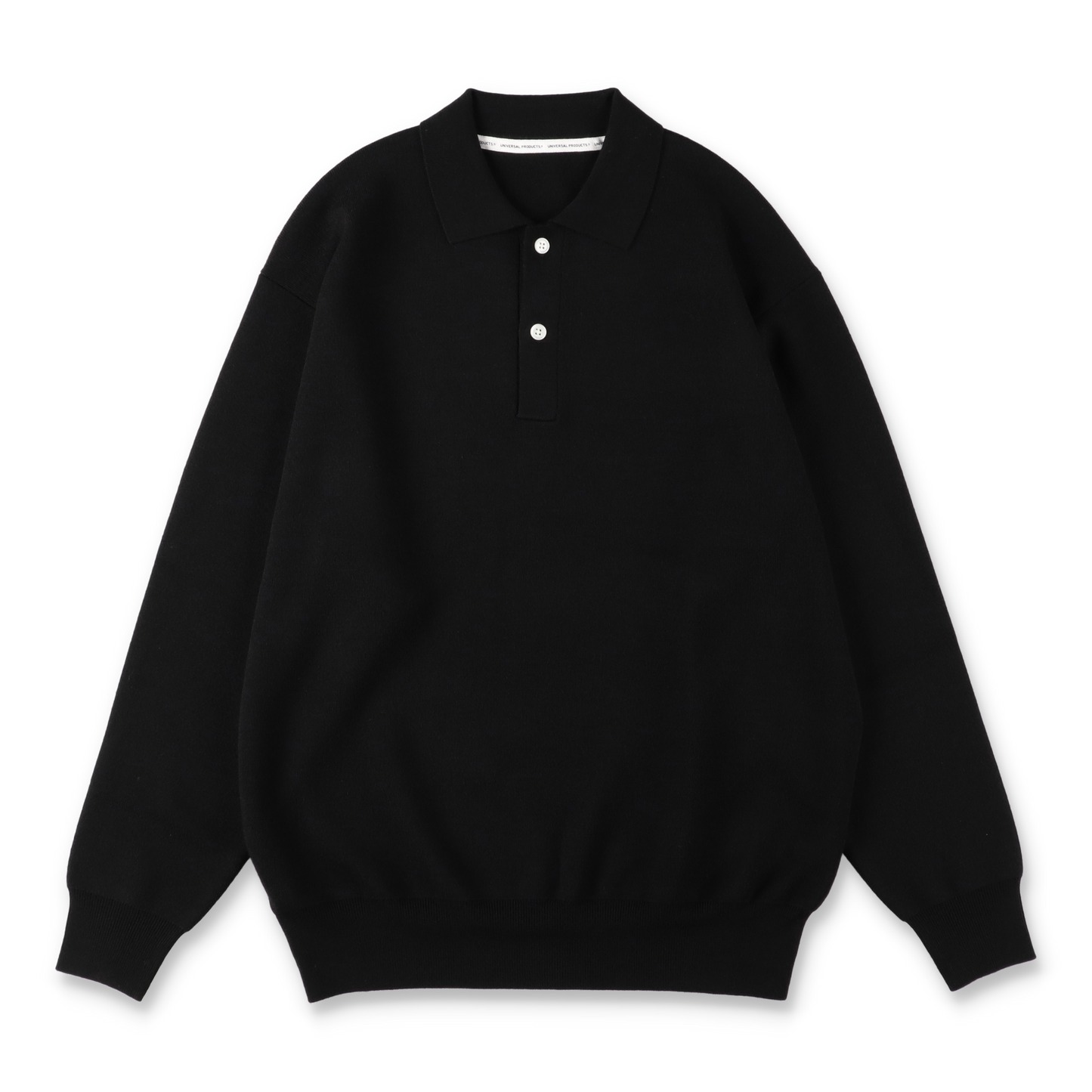 UNIVERSAL PRODUCTS. HIGH GAUGE KNIT POLO BLACK【233-60207】(N)