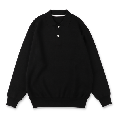 UNIVERSAL PRODUCTS. HIGH GAUGE KNIT POLO BLACK【233-60207】(N)