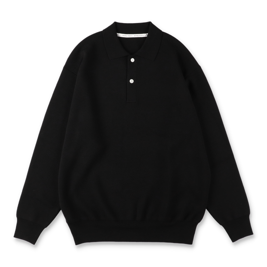 UNIVERSAL PRODUCTS. HIGH GAUGE KNIT POLO BLACK【233-60207】(N)