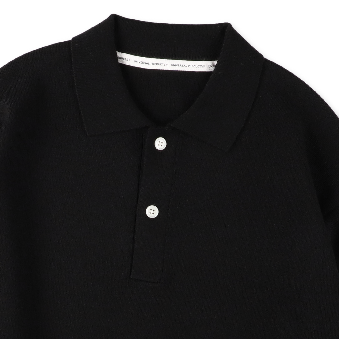 UNIVERSAL PRODUCTS. HIGH GAUGE KNIT POLO BLACK【233-60207】(N)