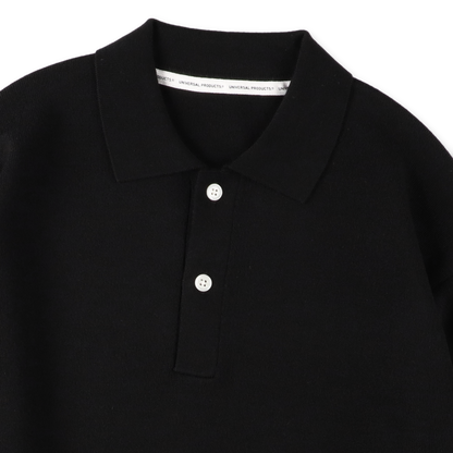 UNIVERSAL PRODUCTS. HIGH GAUGE KNIT POLO BLACK【233-60207】(N)